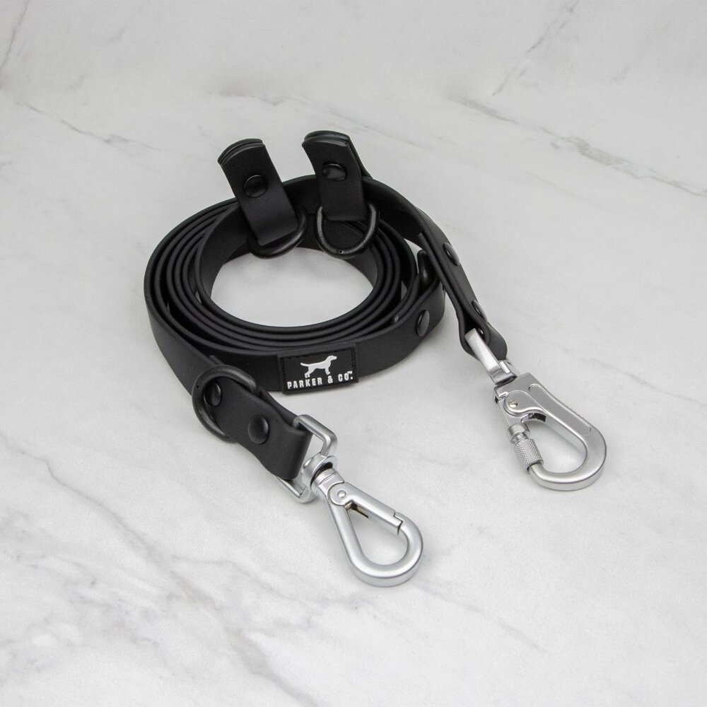Parker & Co's Solace 6-IN-1 Hands Free Waterproof Dog Leash - Black & 8 ft